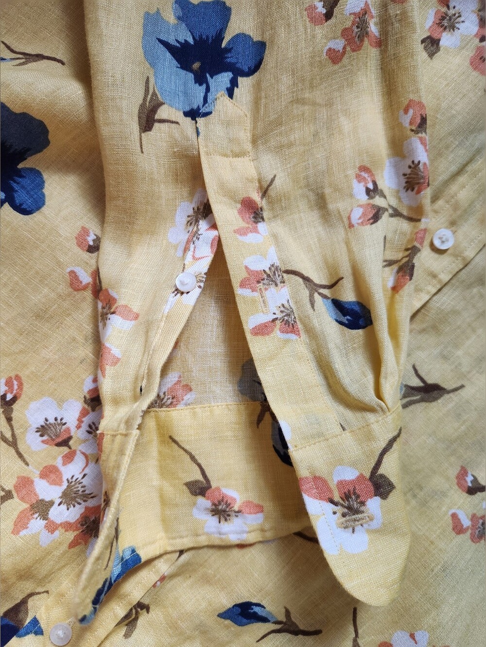 Lauren Ralph Lauren Relaxed Fit Yellow Floral Linen Shirt Women's Size XL - Picture 7 of 10
